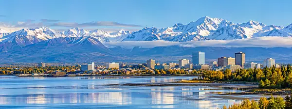 Anchorage Skyline and Snowy Peaks