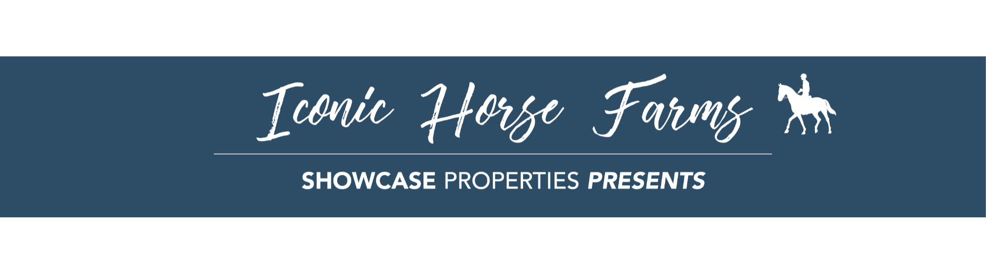 Simple text and logo banner for Showcase's "Iconic Horse Farms" blog series. 
