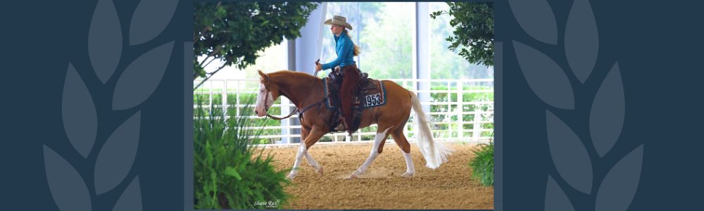 A western horse rider performing at a horse show.