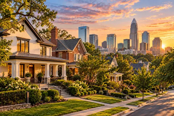 Golden Hour Neighborhood Skyline