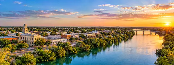 Golden Riverfront Sunset Overlook