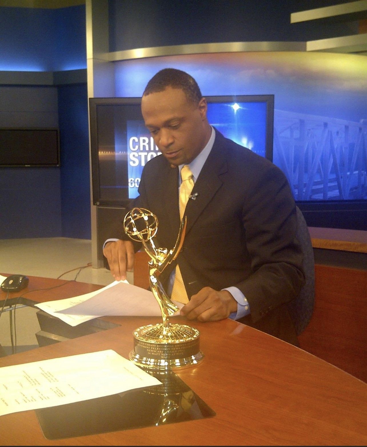 Travell Eiland at the Emmy desk