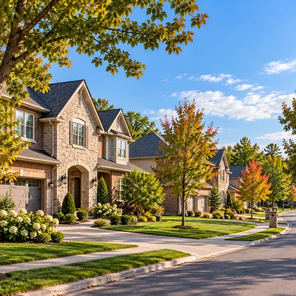 Upscale Autumn Suburban Streetscape