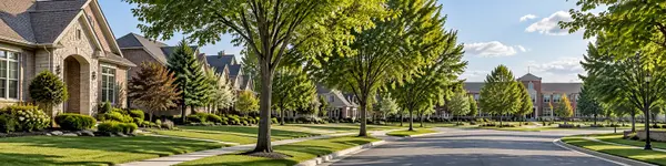 Sunlit Tree-Lined Suburban Street