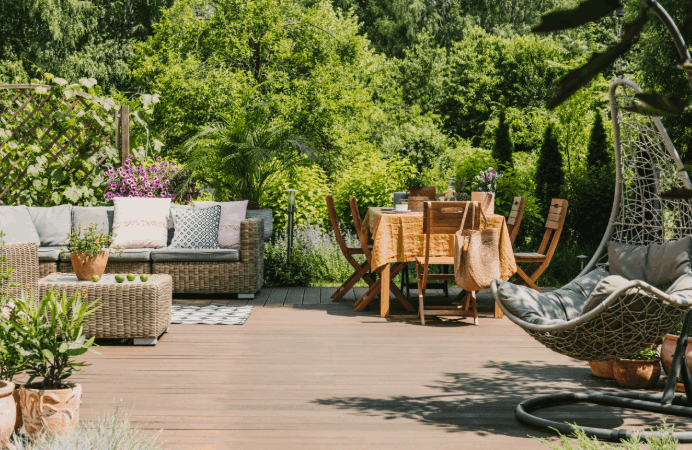 Summer deck improvement with modern outdoor patio furniture in Harrisonburg.