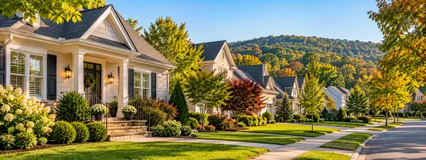 Picturesque Autumn Suburban Neighborhood