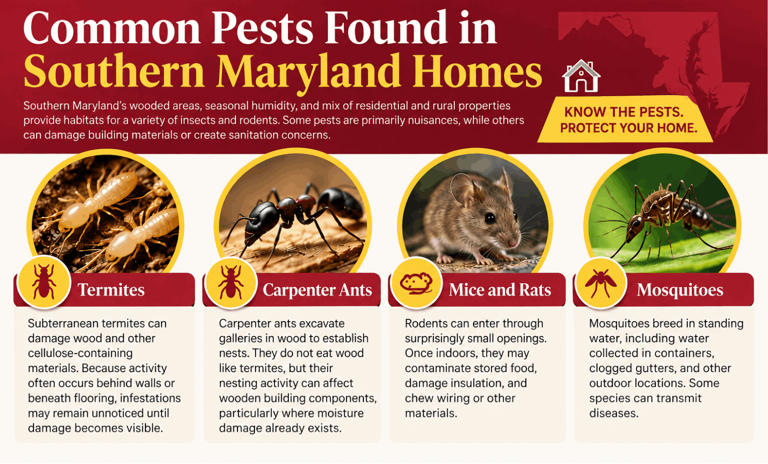 Common Pests Found in Southern Maryland Homes