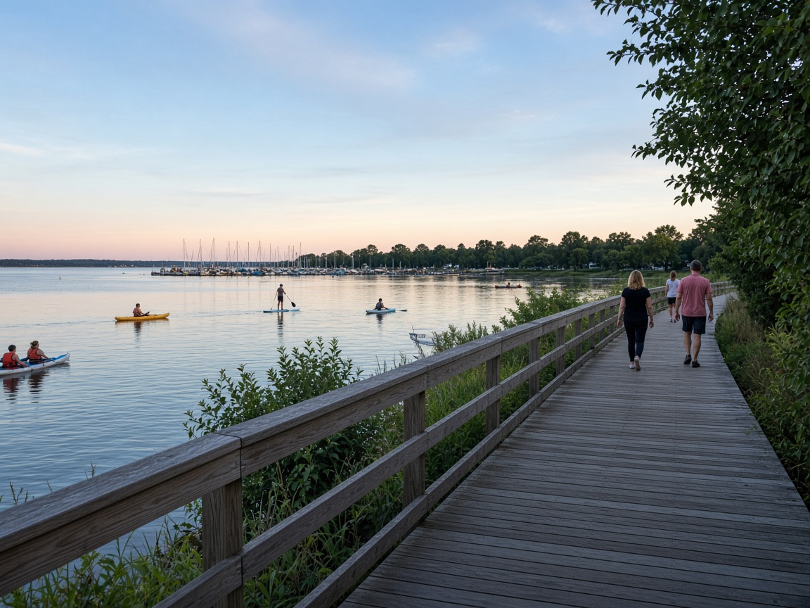 Riverwalk along the Patuxent River in Solomons, Maryland.