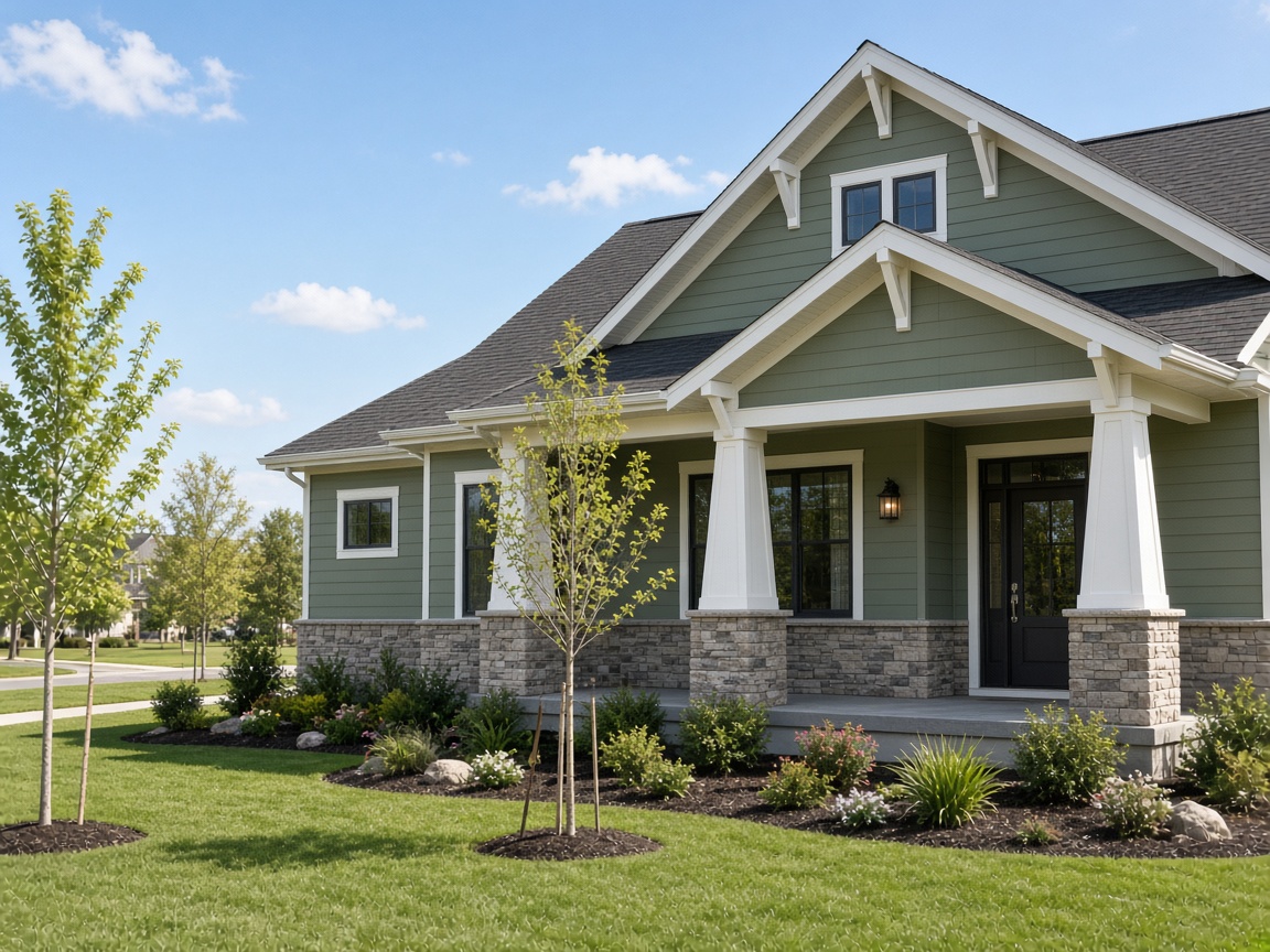 Craftsman style home with a front porch and stone accents in a Leonardtown, Maryland neighborhood