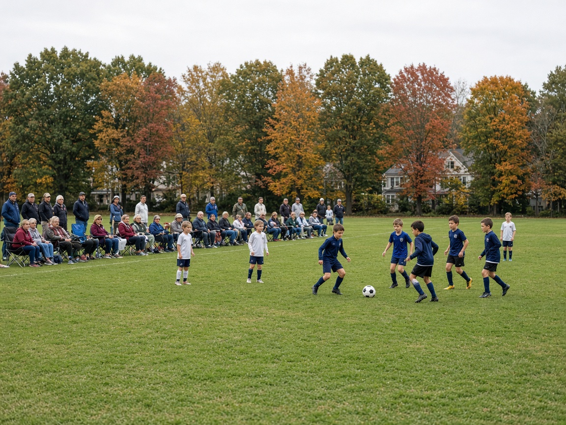 Youth soccer game at a community park in Brandywine, Maryland.
