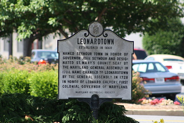 Leonardtown historical marker sign in Leonardtown, Maryland