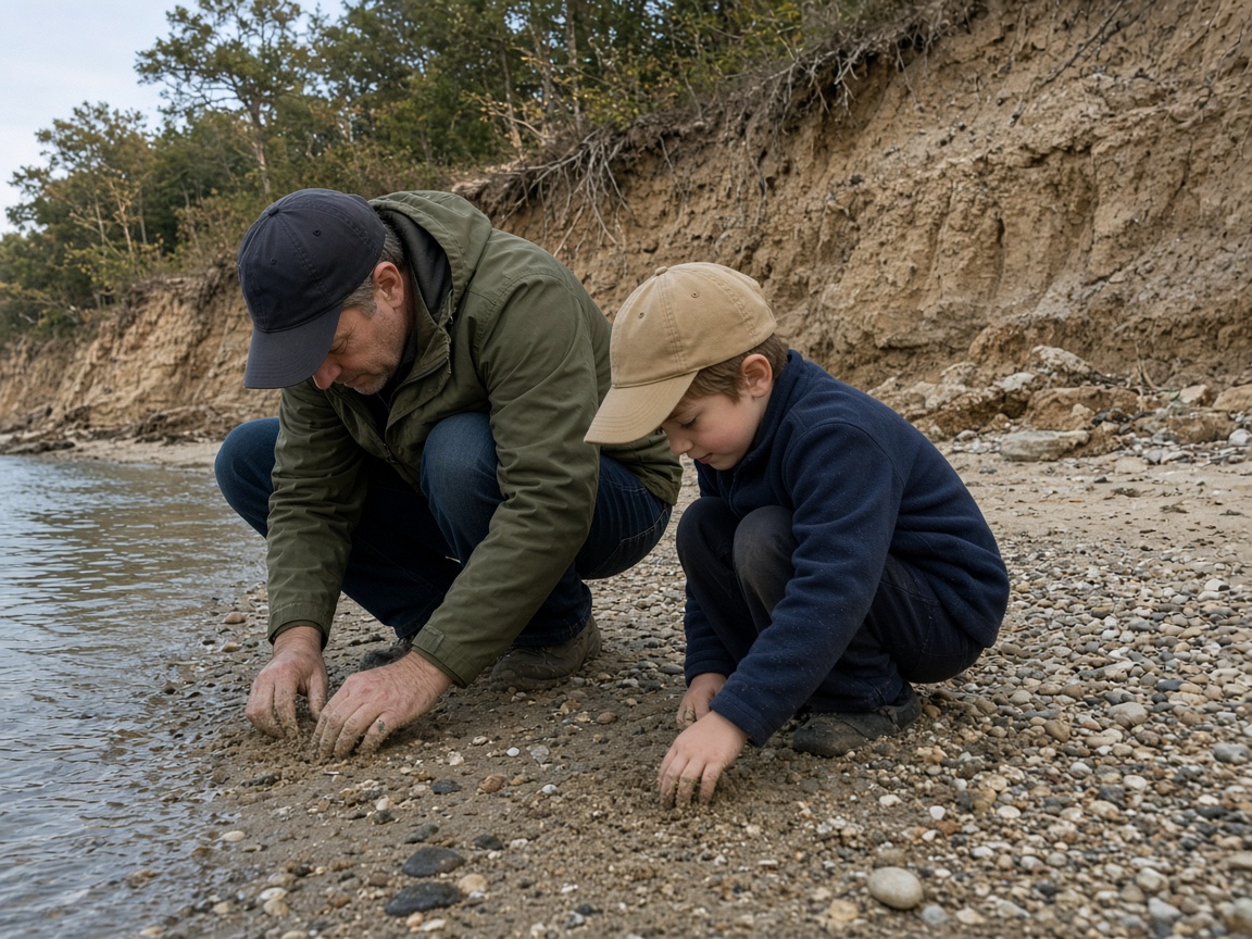 Fossil hunting on the beach at Calvert Cliffs State Park in Lusby, Maryland.