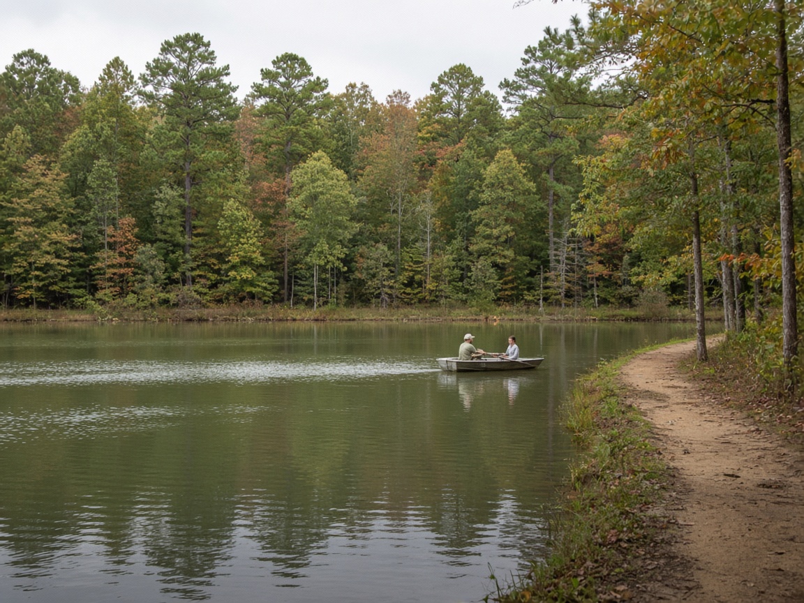 Rowboat on the lake at Gilbert Run Park near Hughesville, Maryland.