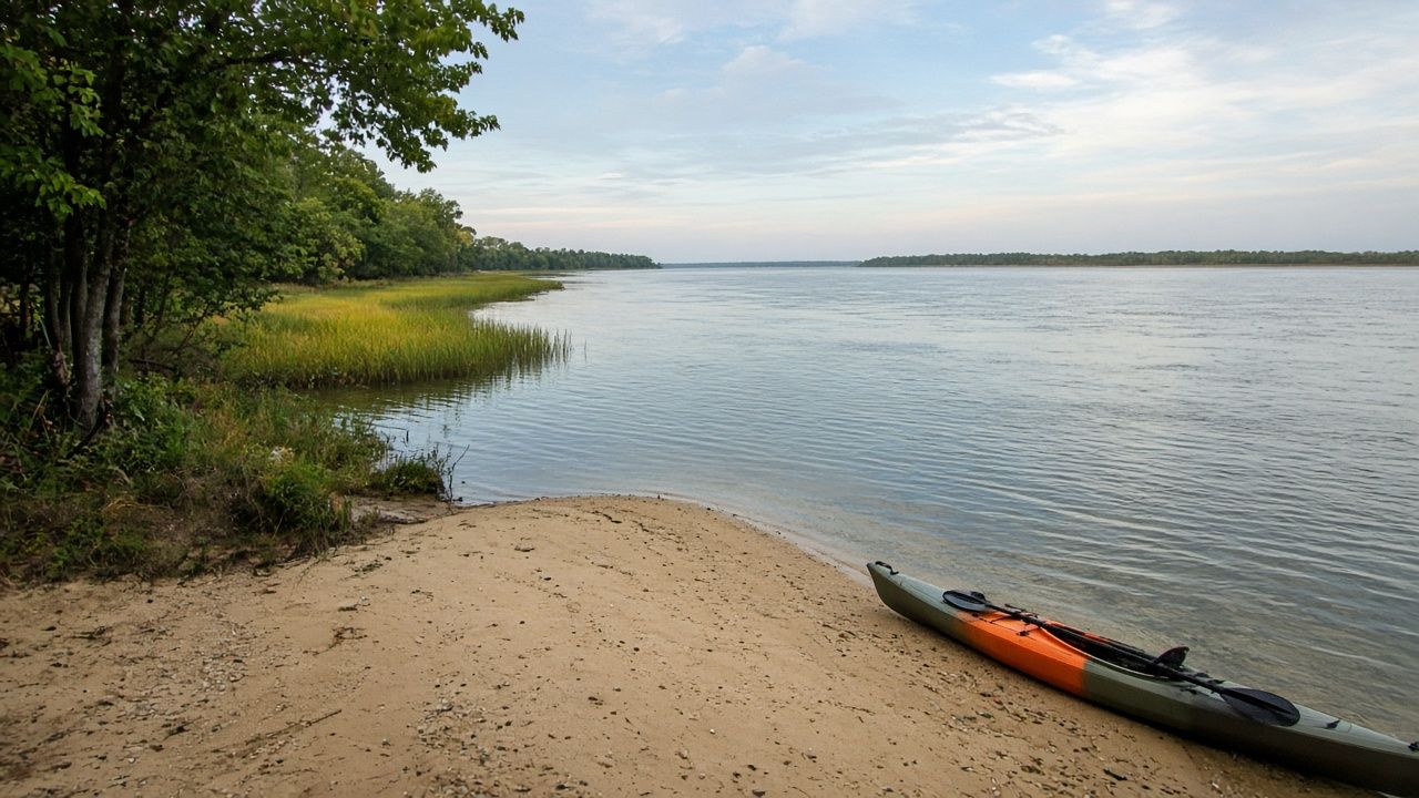 Kayak launch on the Patuxent River at Kings Landing Park in Huntingtown, Maryland