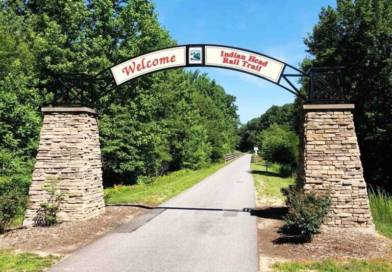 Indian Head Rail Trail entrance arch in Indian Head MD
