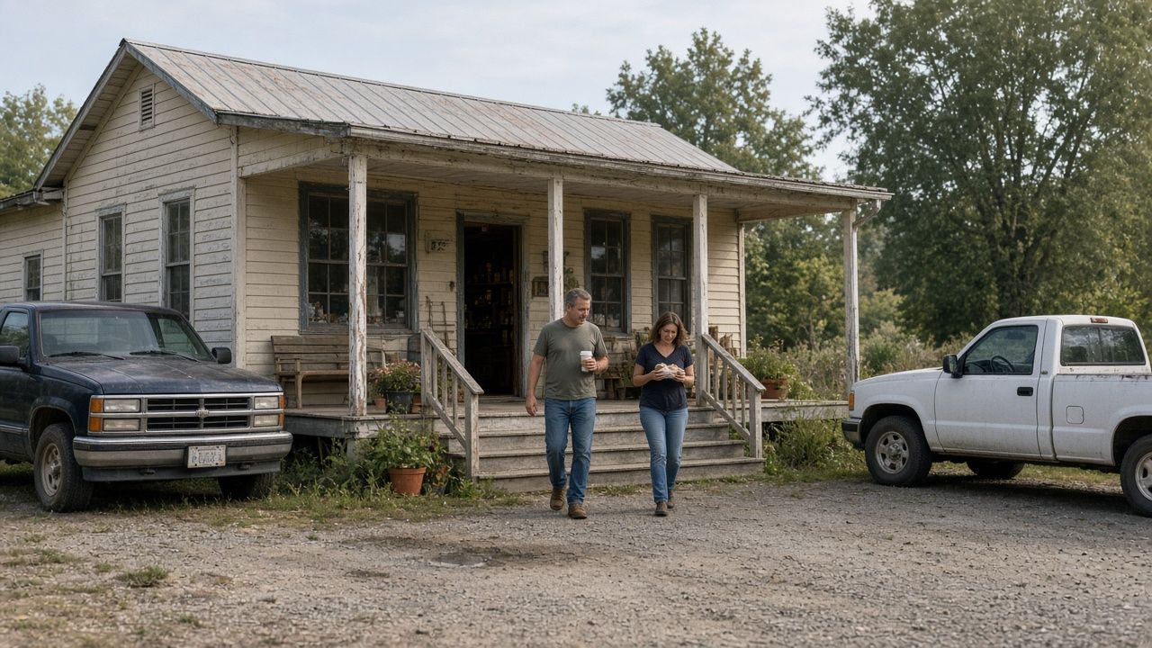 Front porch of a country store in Hollywood, Maryland