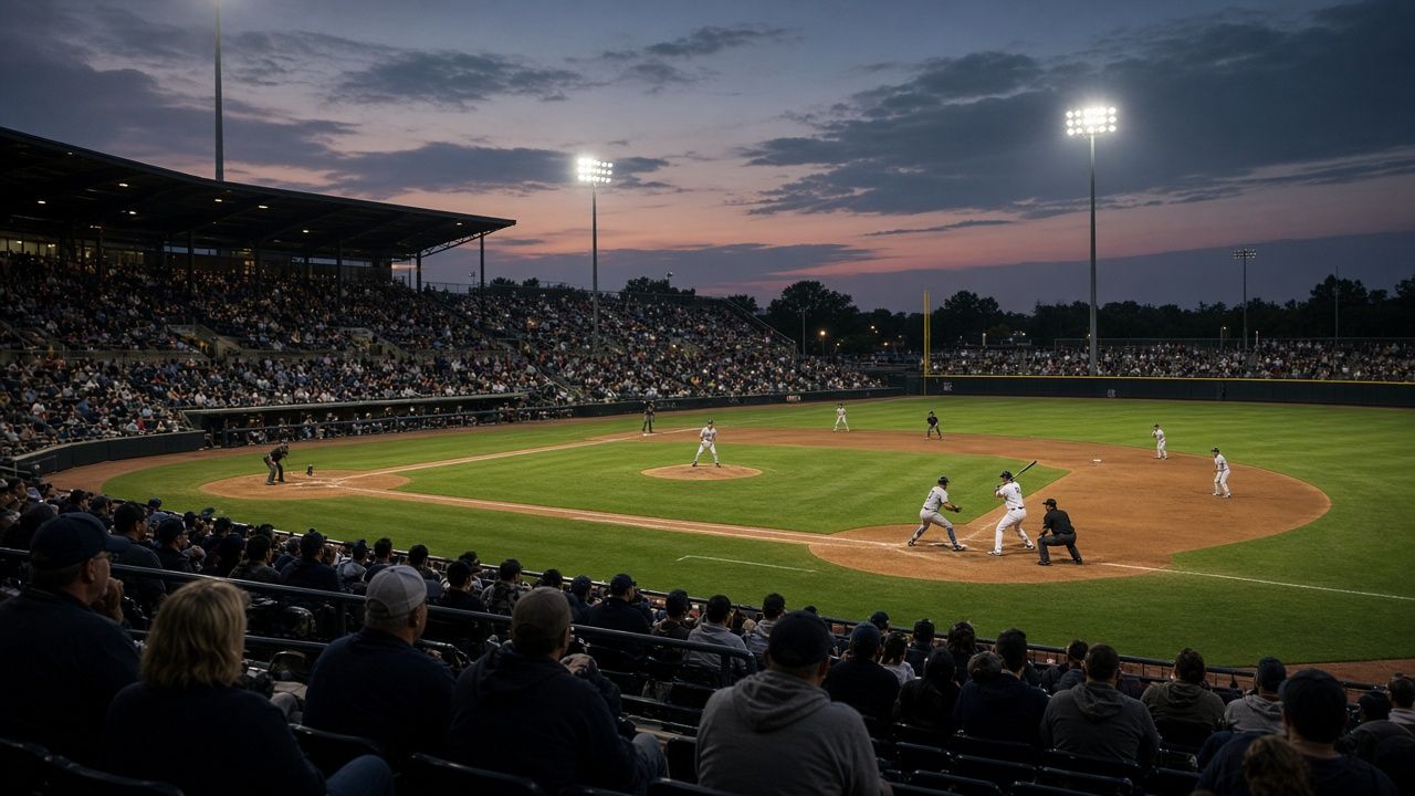 Fans watching a minor league baseball game in Waldorf, Maryland