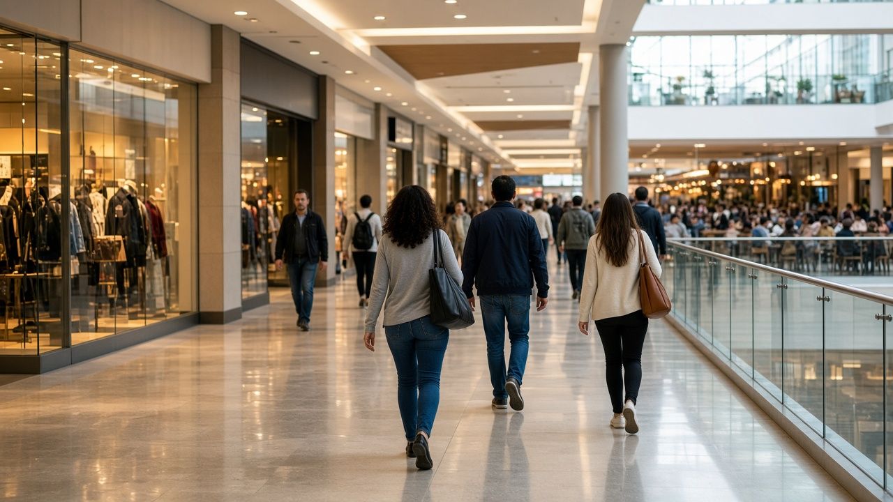 Shoppers inside an indoor mall in Waldorf, Maryland