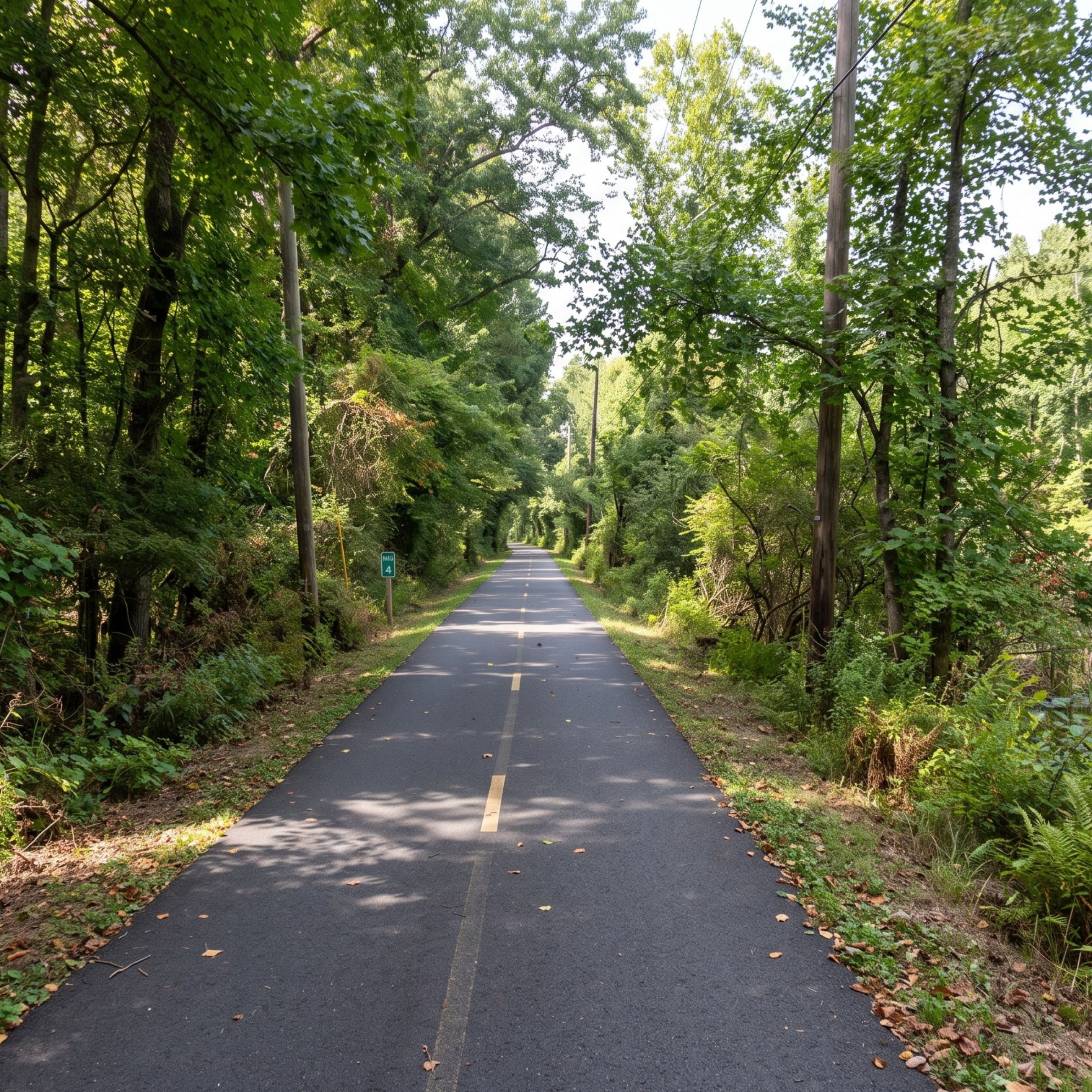 Paved Indian Head Rail Trail in Charles County, Maryland.