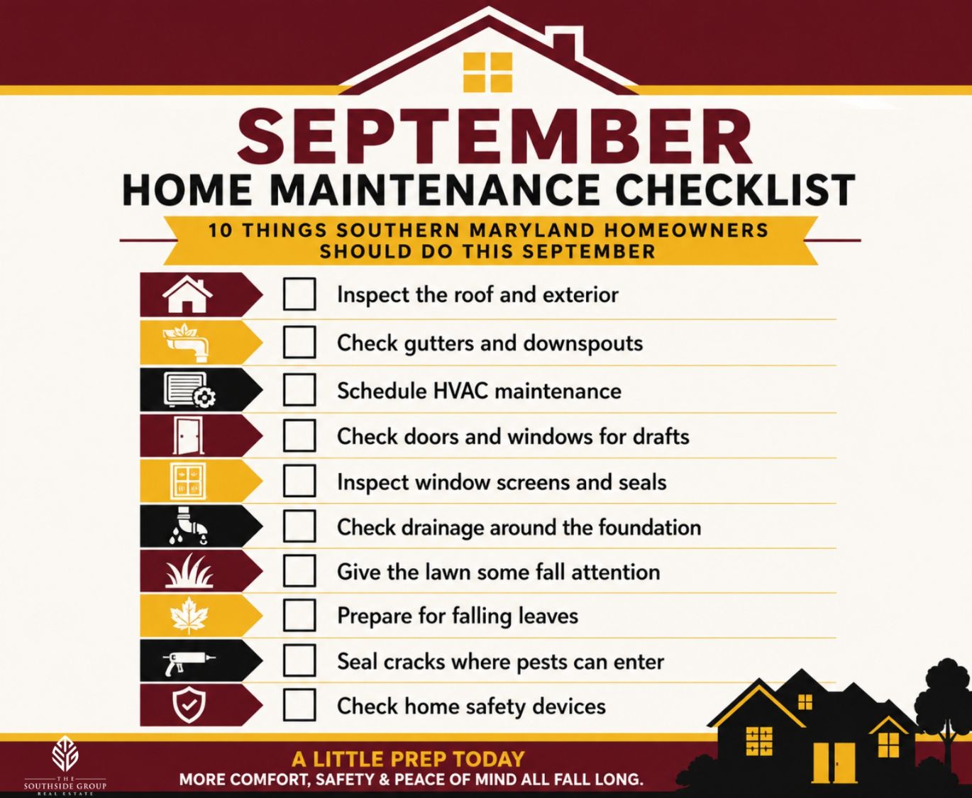September home maintenance checklist for Southern Maryland