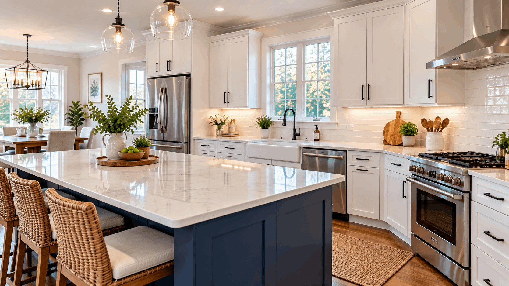 Decluttered kitchen prepared for real estate listing photos