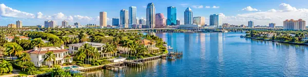 Tropical Waterfront Skyline Panorama