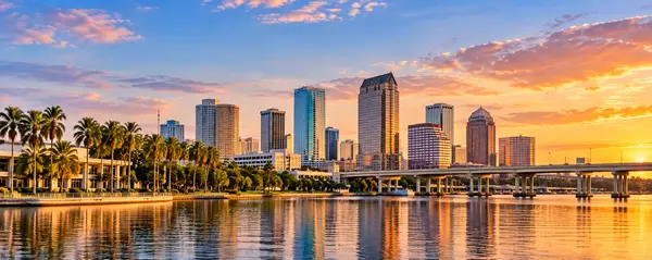 Golden-Hour Skyline Reflections