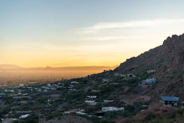 Arizona desert cityscape at sunset