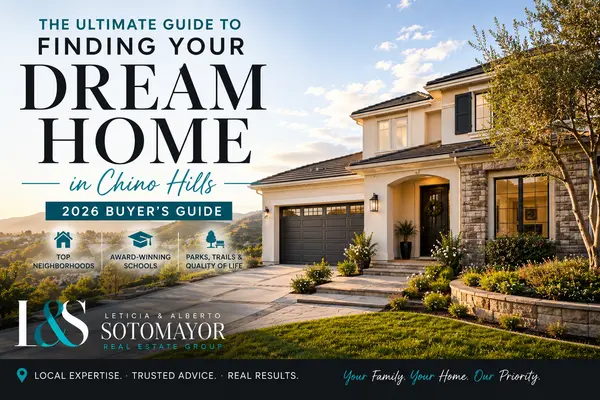 Chino Hills homes for sale - flat-lay of mortgage papers, calculator and market charts on bright desk