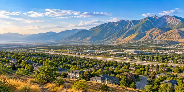 Golden Valley Suburbia Beneath Rugged Peaks