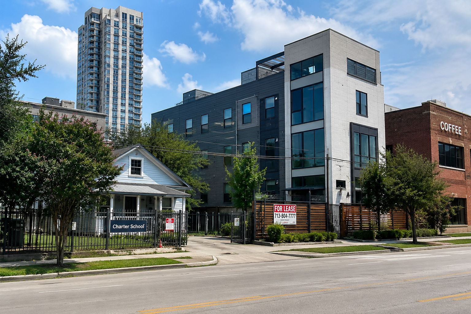 Houston neighborhood illustrating flexible land use and development patterns