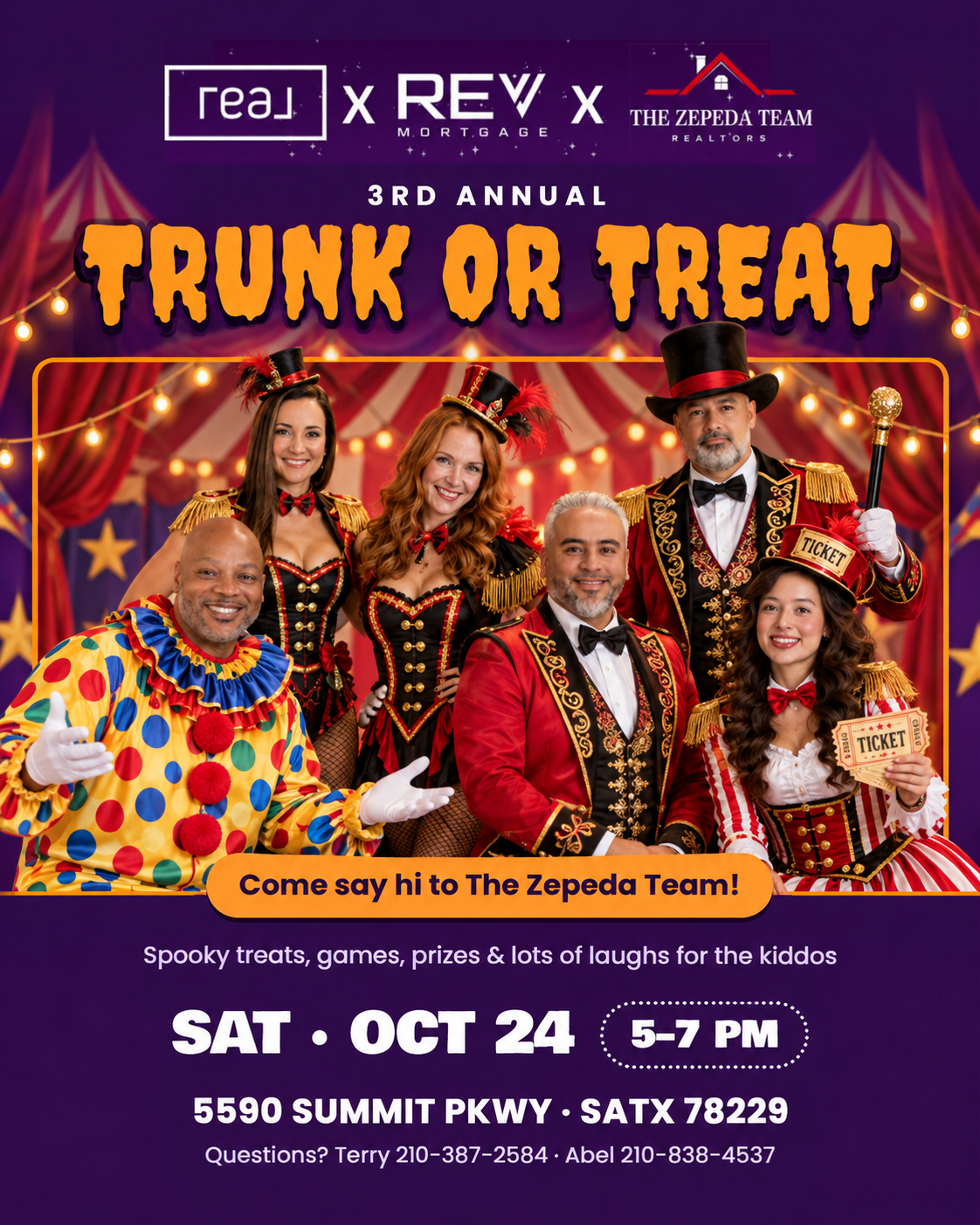 3rd Annual Trunk or Treat with The Zepeda Team, Saturday October 24, 5 to 7 PM at 5590 Summit Pkwy, San Antonio, TX 78229