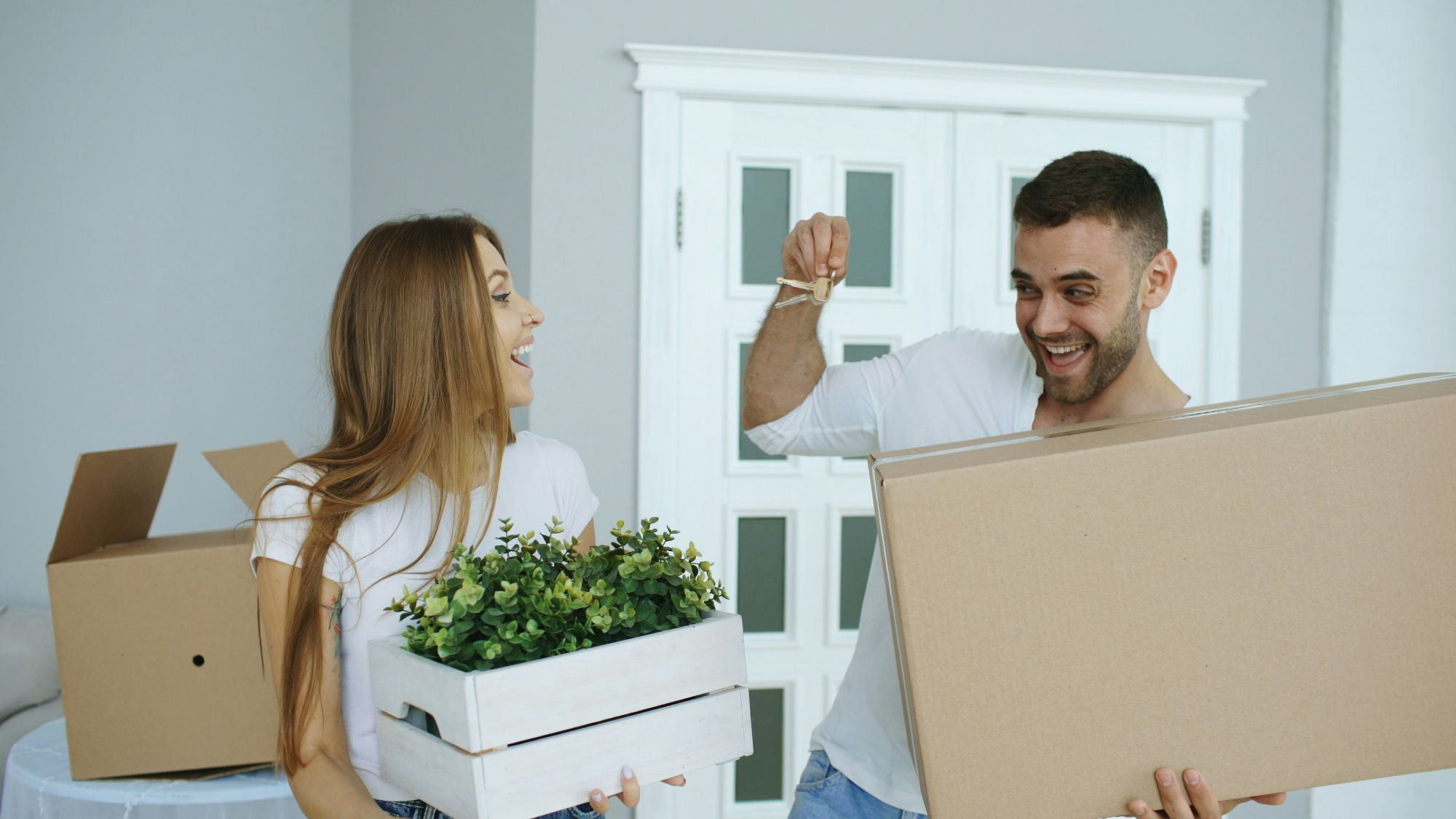 Happy first-time homebuyers celebrating their new home in Las Vegas