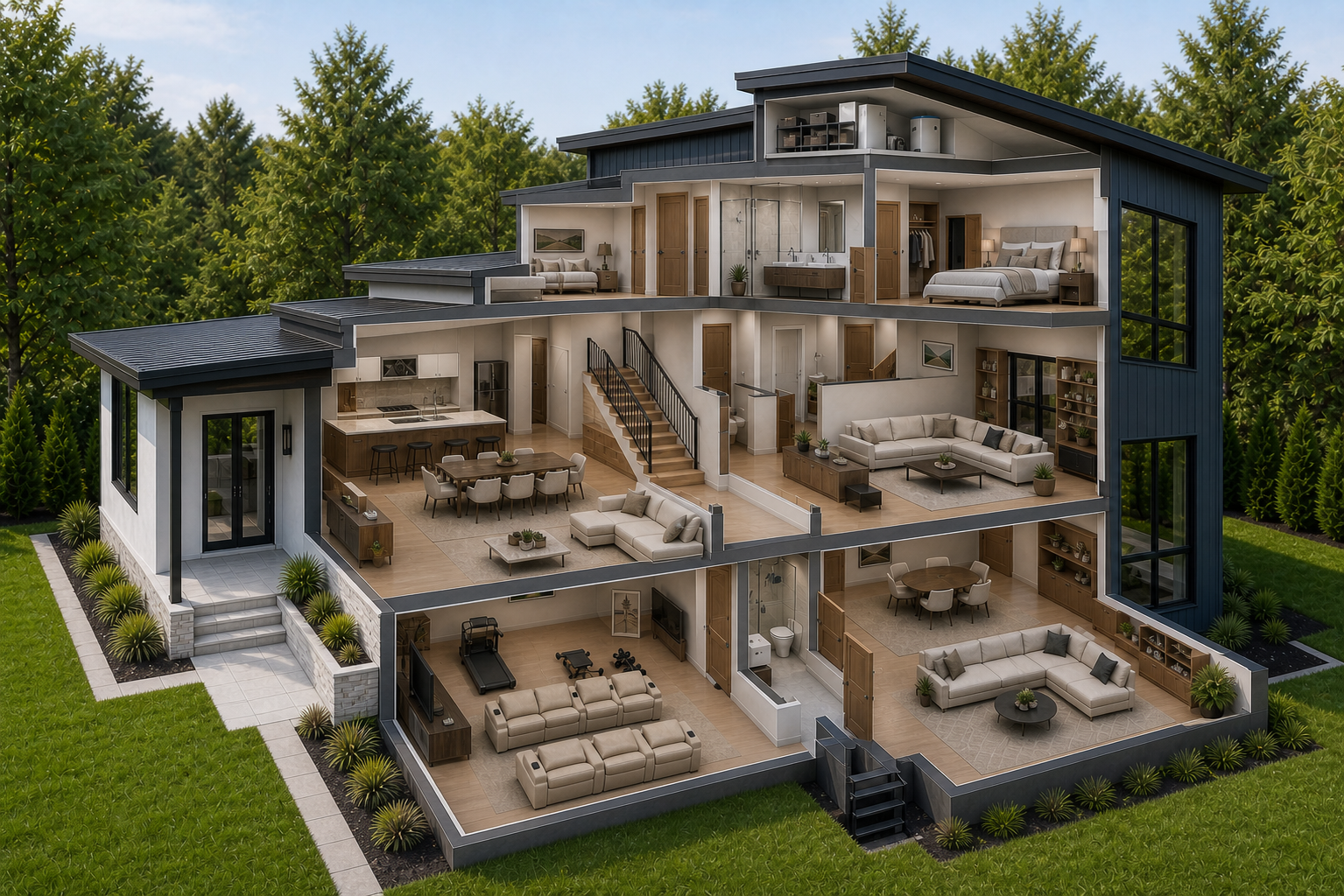 Architectural cutaway showing the property story