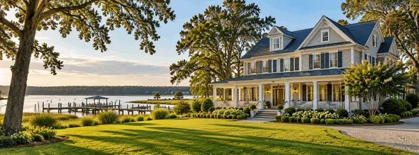 Golden-Hour Waterfront Colonial Estate