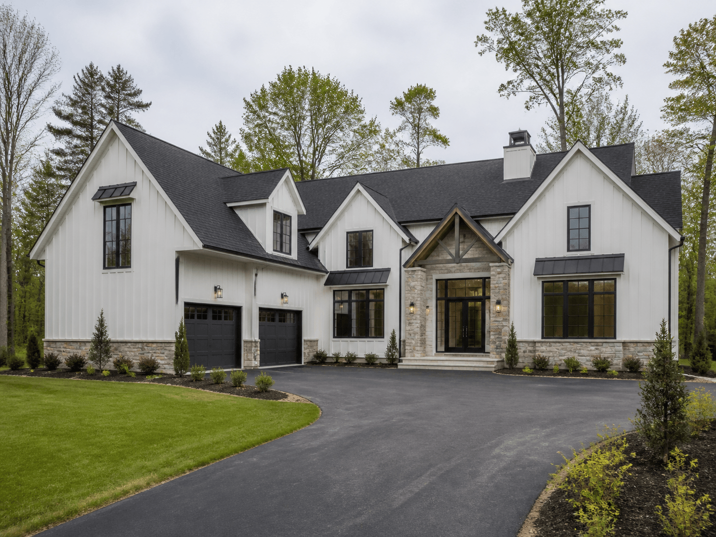 New-construction home on a wooded suburban lot in Oakland County, Michigan