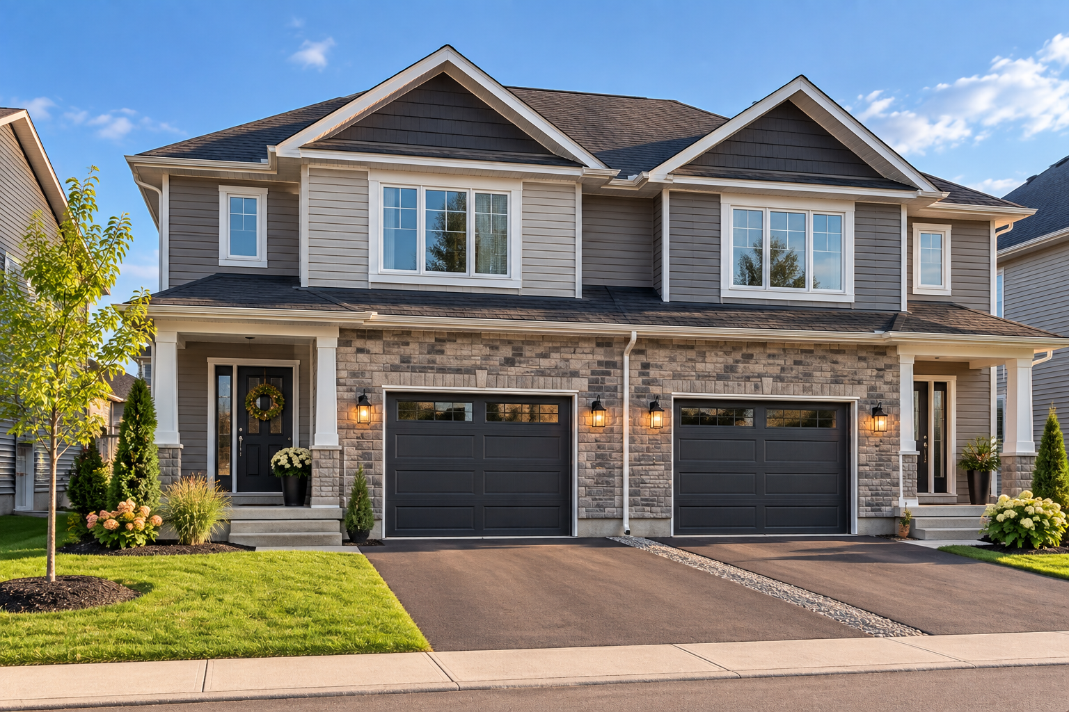Modern Symmetrical Duplex Exterior