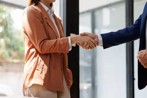 Business professionals shaking hands