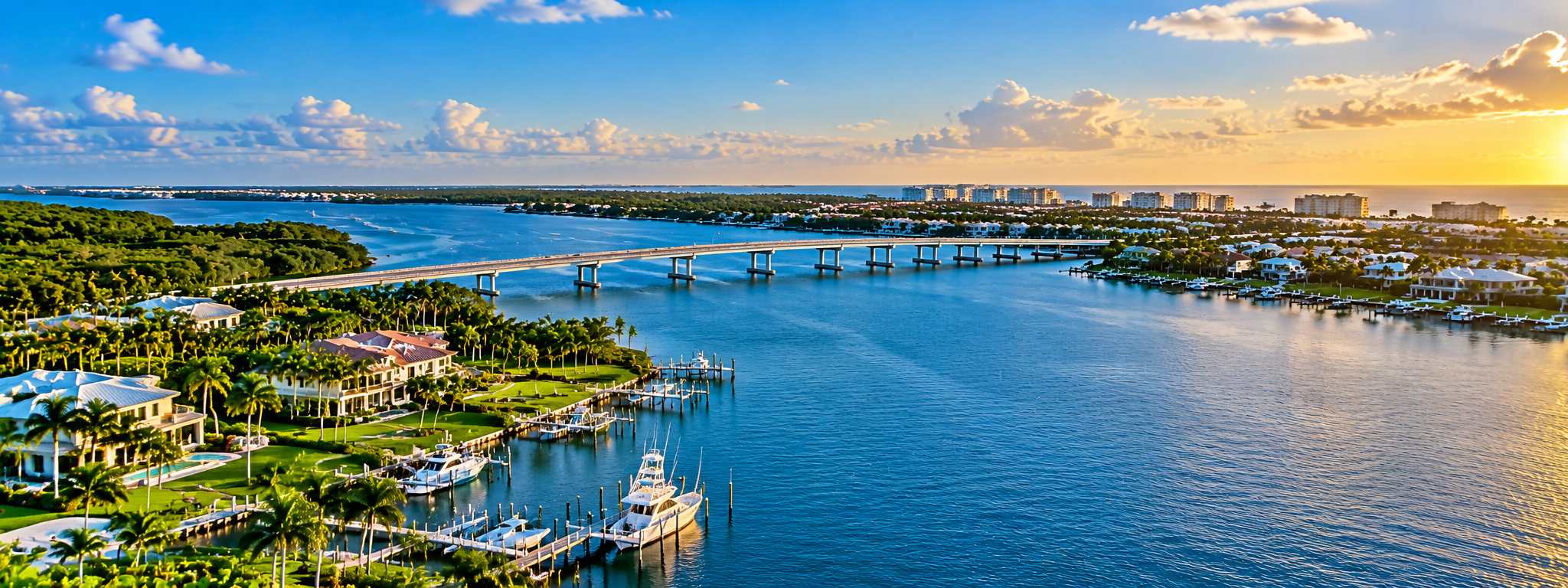 Golden-Hour Coastal Marina Panorama