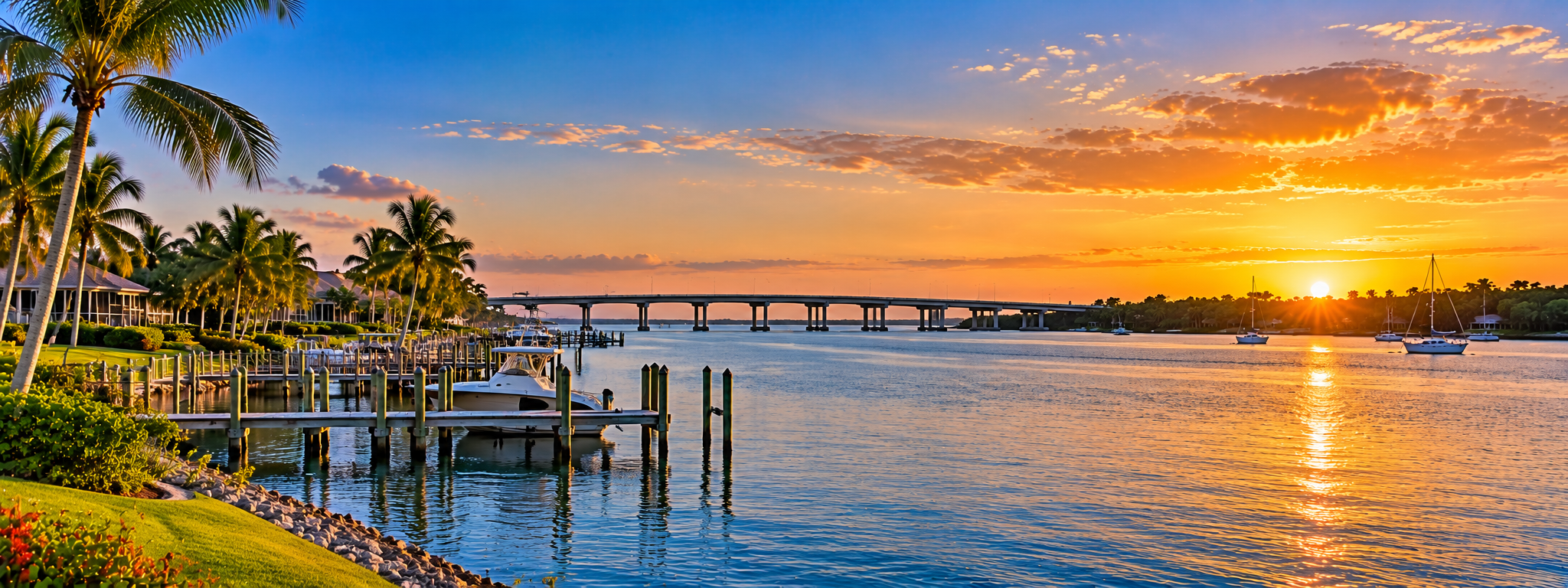 Tropical Marina Sunset Panorama
