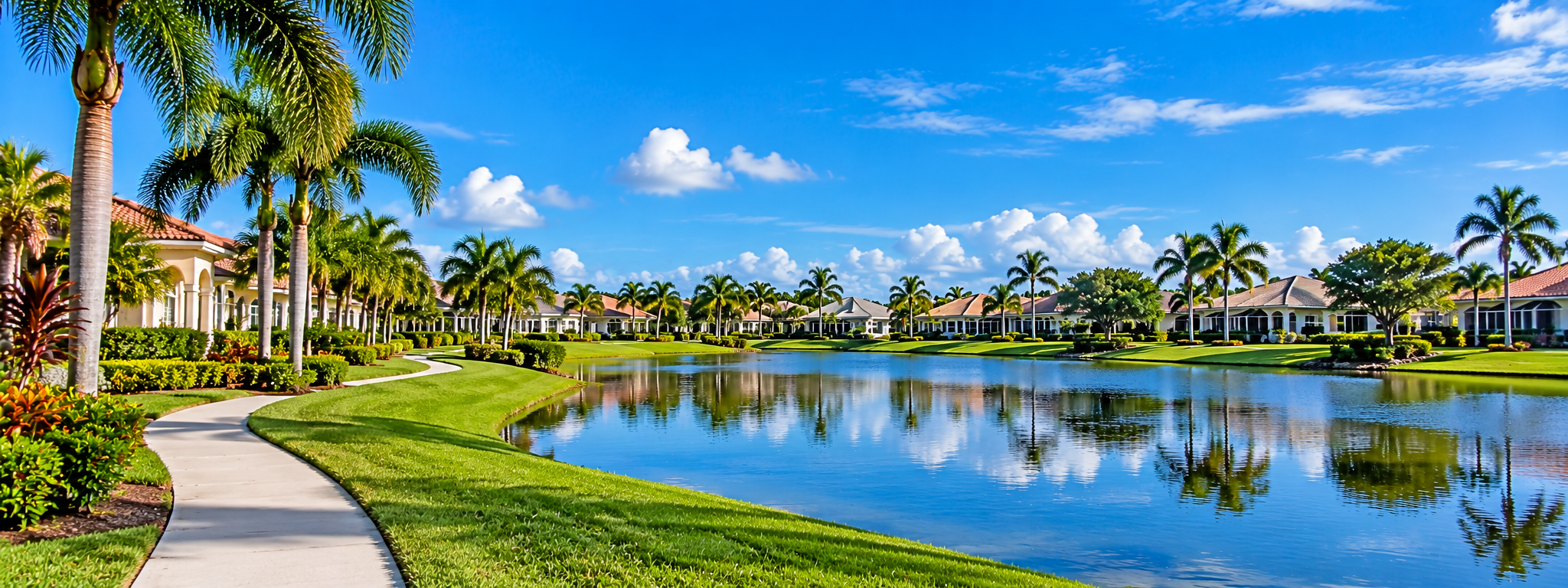 Tropical Lakeside Neighborhood Reflections