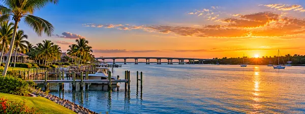 Tropical Marina Sunset Panorama
