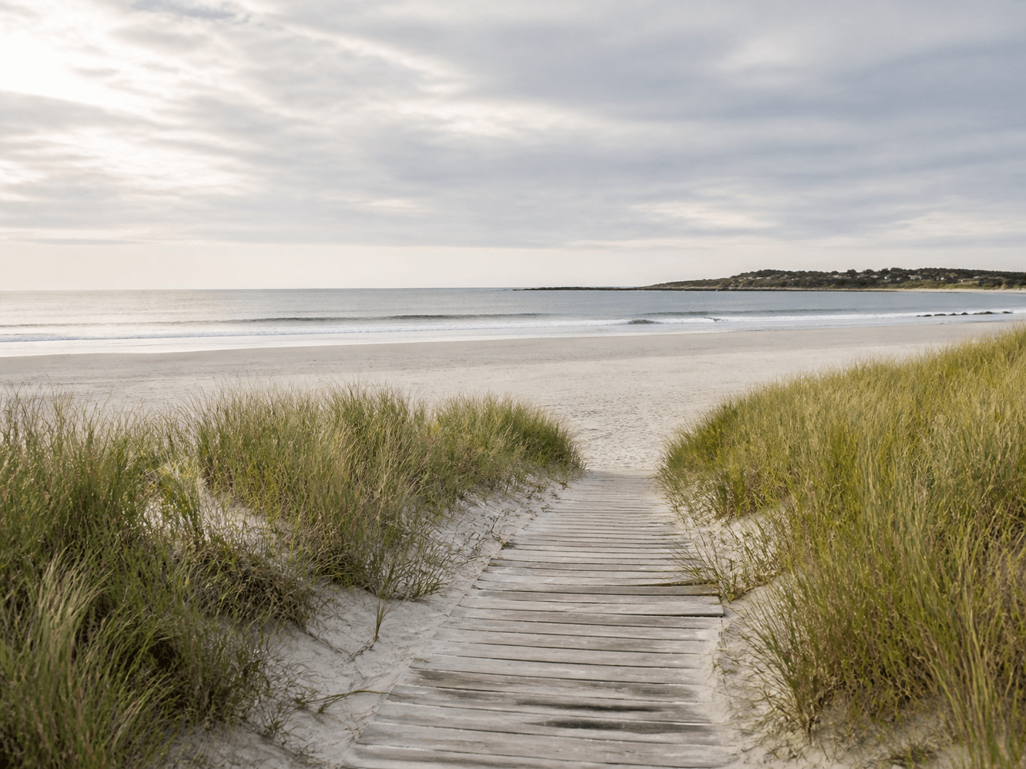 Sandy beach and dune boardwalk near Scarborough, Maine