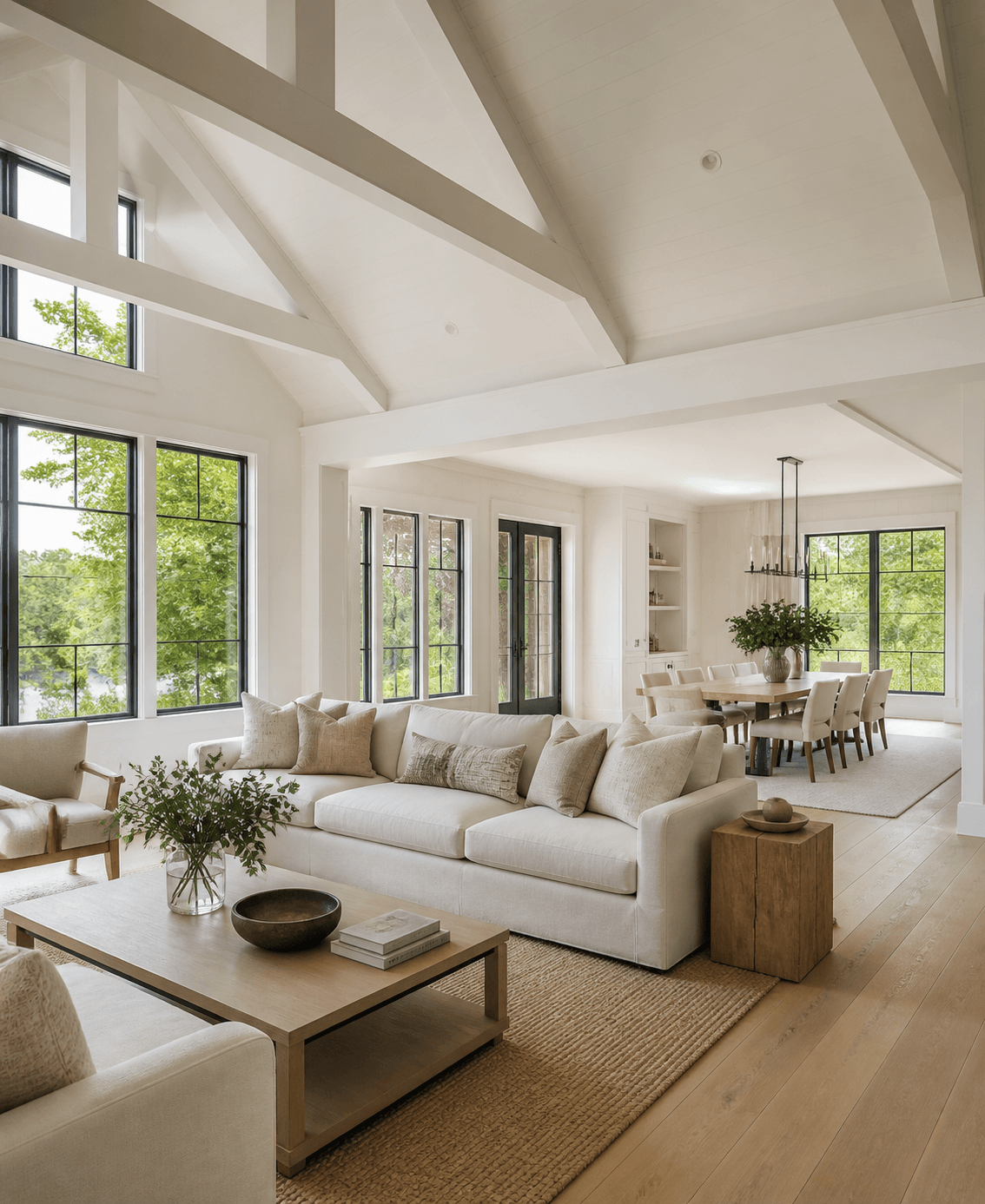 Bright open-concept living and dining space in a new Dorvee Builders home