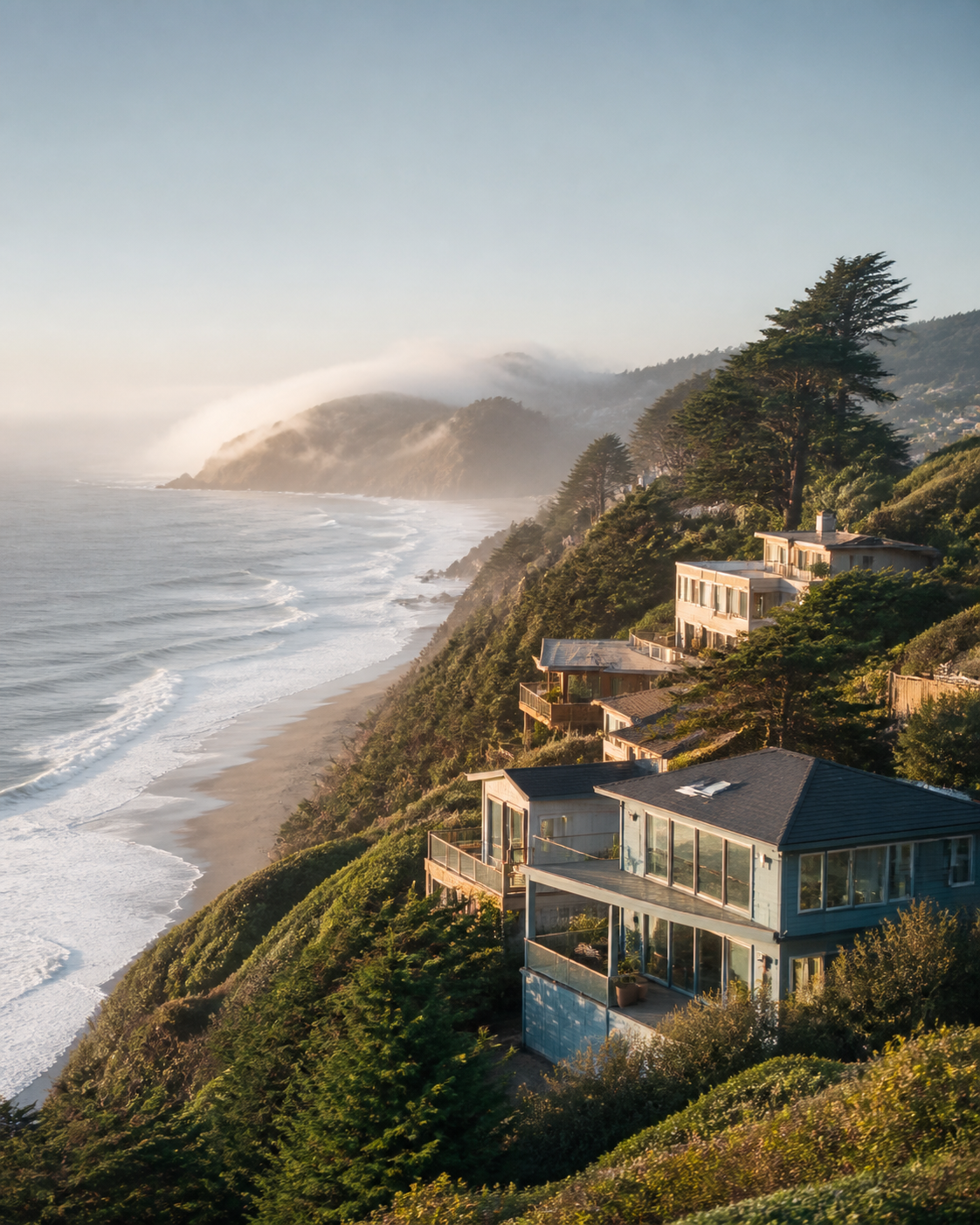 Coastal hillside neighborhood above the Pacific in Pacifica, California