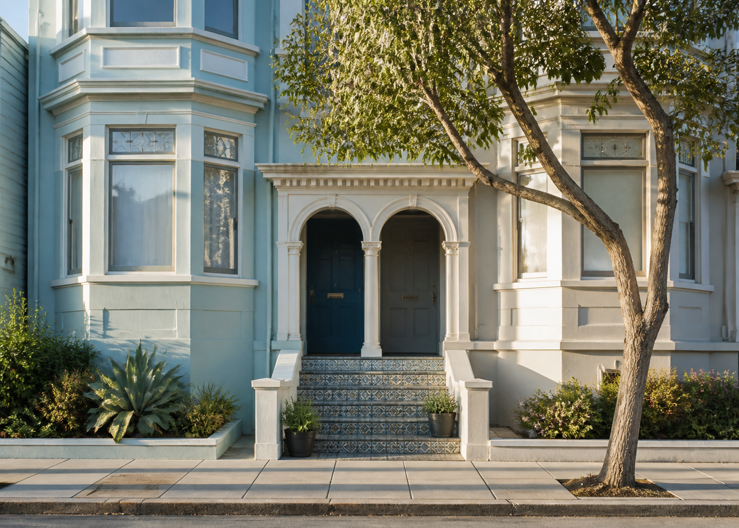 Modest San Francisco bay-window flats, a first-time buyer's starting point
