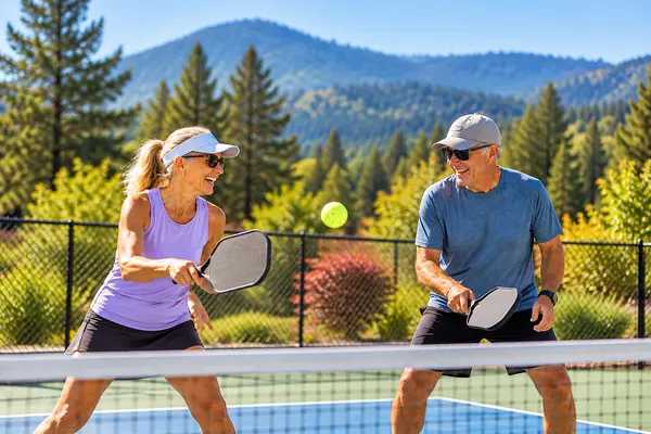 Retirees at Pickle ball