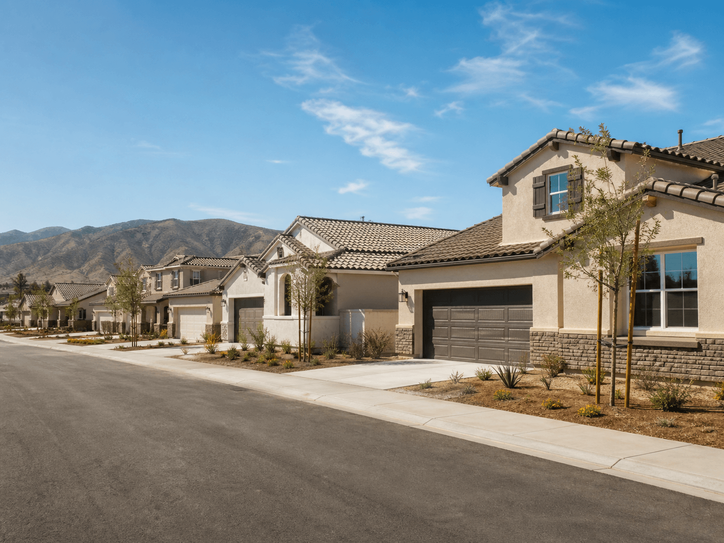 Newer subdivision street in Montclair, California