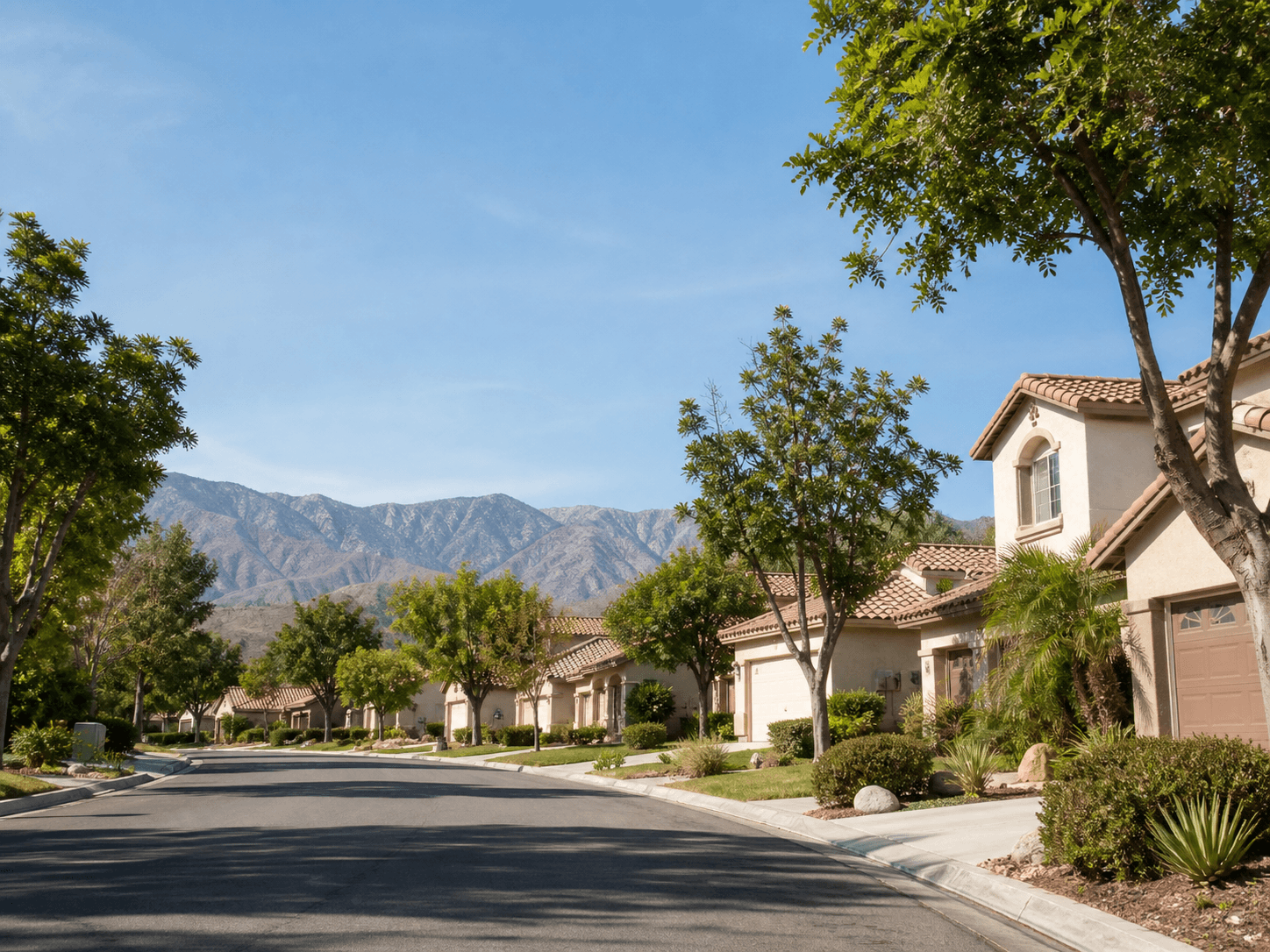 Foothill residential street in Ontario, California