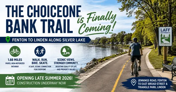 feature image of The ChoiceOne Bank Trail Is Finally Coming: What the New Fenton-to-Linden Bike Path Means for Our Community and your Property Value!